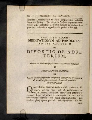 302-316, Sp. 313. De Divortio ob adulterium