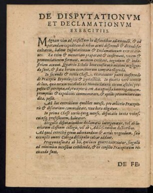 De Disputationum Et Declamationum Exercitiis.