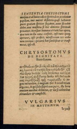 Chrysostomus De Dignitate Sacerdotum.