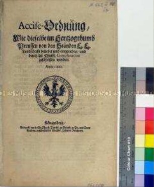 Steuerordnung für das Herzogtum Preußen