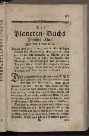 Zweyter Theil. Von der Geomantia