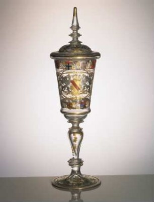 Deckelpokal mit badischem Wappen