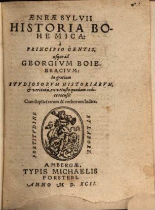 Aeneae Sylvii Historia Bohemica : a principio gentis, usque ad Georgium Boiebracium