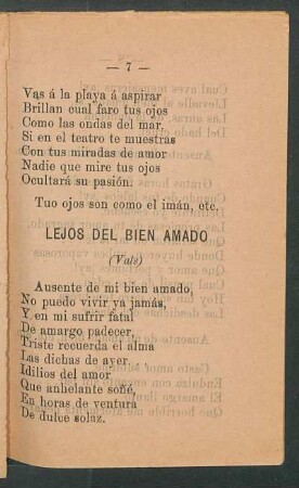 Lejos del bien amado : (Vals)