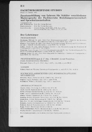 II.4 Fachübergreifende Studien