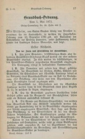 [II.] Kosten-Tarif für Grundbuchsachen