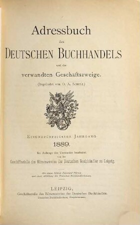 Adreßbuch des deutschen Buchhandels. 51. 1889