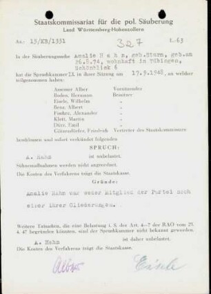 Hahn, Amalie, geb. Sturm