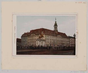 Das zweite Neustädter Rathaus auf dem Neustädter Markt und der Hauptstraße in Dresden, 1754 gebaut, Blick nach Nordwesten