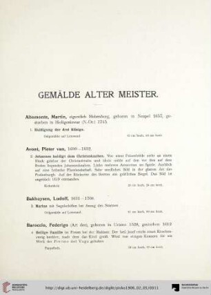Gemälde Alter Meister (Nr. 1-116)