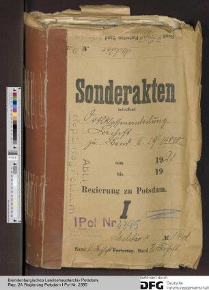 Teuerungsstatistik im Reich, Einstufung der Städte und Ortschaften des Regierungsbezirks in Ortsklassen