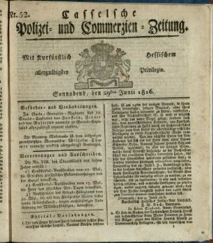 Nr. 52, Sonnabend, den 29sten Junii 1816