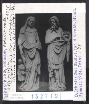 Straßburg, Münster: Katharinenkapelle, Pfeilerstauen: Elisabeth und Johannes d. Täufer, um 1340