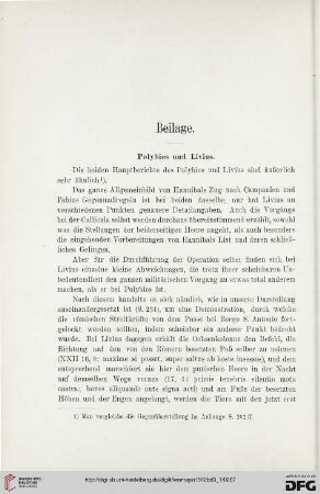 Beilage: Polybios und Livius