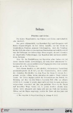 Beilage: Polybios und Livius