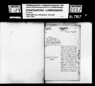 Stiftungssachen: Gülten, Oberamt Ludwigsburg