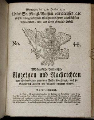 No. 44. Montags, den 30ten October 1775