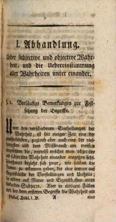 Philosophische Bibliothek. 1, 1. 1788