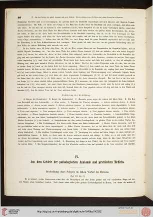IV. Aus dem Gebiete der pathologischen Anatomie und practischen Medicin