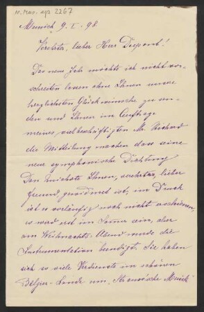 Brief an Joseph Dupont, 09.01.1898