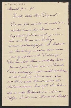 Brief an Joseph Dupont, 09.01.1898