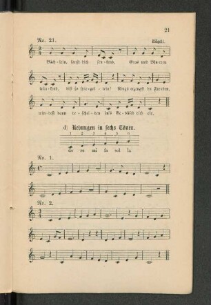 d) Uebungen in sechs Tönen.