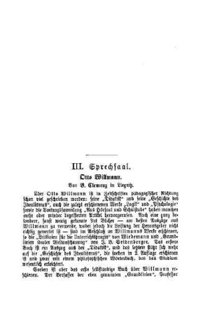 Otto Willmann : Sprechsaal