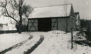 Malschendorf-Krieschendorf, Pillnitzberg 2. Zweiseithof (1801/1850). Feldansicht der Scheune