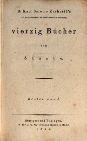 Vierzig Bücher vom Staate, 1. Einleitung in die Staatswissenschaft