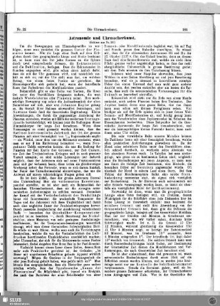 Astronomie und Uhrmacherkunst (Schluss aus Nr. 20)