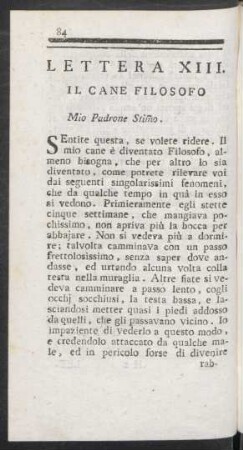 Lettera XIII. Il Cane Filosofo