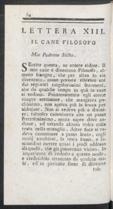 Lettera XIII. Il Cane Filosofo