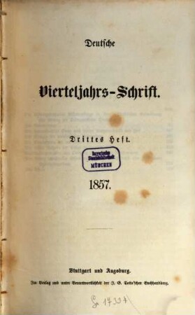 Deutsche Vierteljahrs-Schrift. 1857,3/4, 1857,3/4
