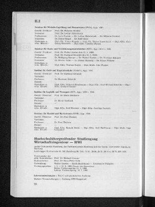 Hochschulübergreifender Wirtschaftsingenieur - HWI