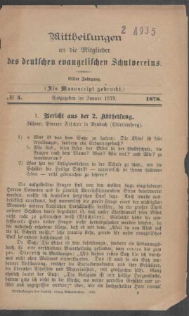 Bericht aus der 2. Abtheilung
