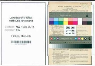Entnazifizierung Heinrich Hinkes , geb. 04.02.1911 (Elektroschweißer)