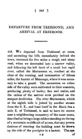 Departure from Trebisond, and Arrival at Erzeroom