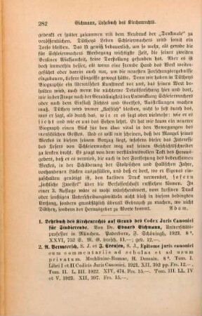 282-287 [Rezension] Eichmann, Eduard, Lehrbuch des Kirchenrechts