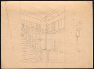 Kunstgewerbeausstellung 1904, Breslau Einfamilienhaus: Treppenhaus, perspektivische Ansicht