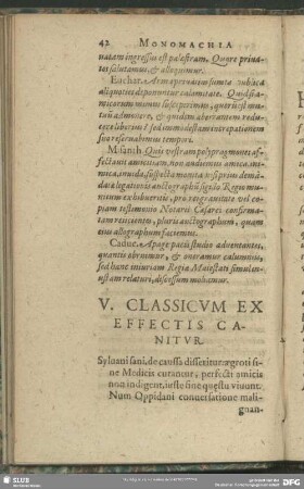 V. Classicum Ex Effectis Canitur