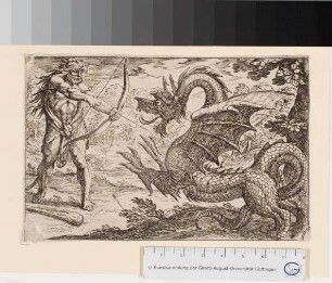 Herakles kämpft gegen die Ladonische Schlange