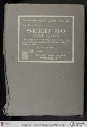 Seed Dry Plate Division, Eastman Kodak Company [Plates, back cover verso]