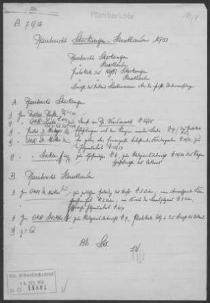 Schöckingen-Hirschlanden: Visitationsbericht mit Pfarrberichten 1953