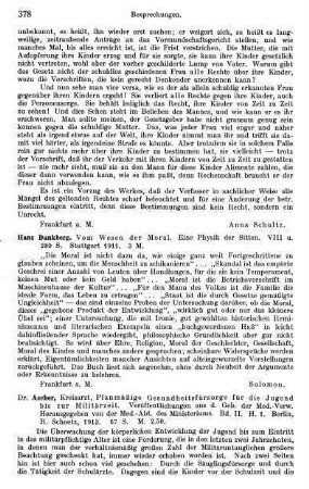 378, Hans Dankberg. Vom Wesen der Moral. Eine Physik der Sitten. 1911