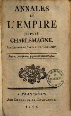 Annales de l'Empire depuis Charlemagne