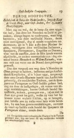 Derde hoofdstuk. Behelzende de reize der Nederlanders, langs de Kaap de Goede Hoop, naar Oost-Indien, ...