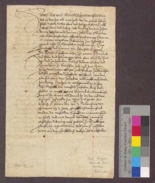 Notariatsinstrument über die Aussage des Marx Haug von Karsau wegen des Einzugs der Zehnten in Karsau.