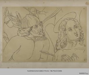 Oberkörper eines Bogenschützen und des Heiligen Sebastian (nach Sebastiansmarter von Giovanni Santo in der Galleria Nazionale in Urbino)