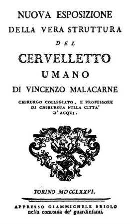Nuova Esposizione Della Vera Struttura Del Cervelletto Umano