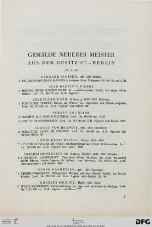 Gemälde Neuerer Meister aus dem Besitz St.- Berlin (Nr. 1-45)